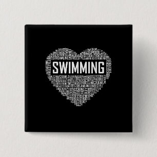 Zwemmen van het hart van de coachwimmer Gift Swim  Vierkante Button 5,1 Cm