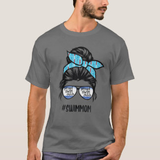 Zwemmen van zwemzwemmen Mam Messy Bun Hair Swimmin T-shirt