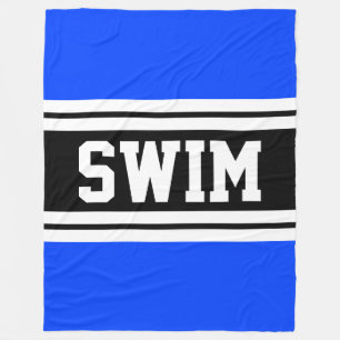 Zwemmen Vet Blauw Zwart Wit Atletische Racing Stri Fleece Deken