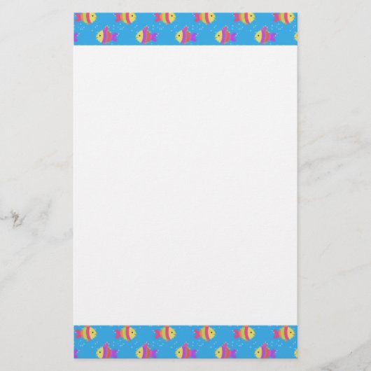 Zwemmen Vis Cartoon Patroon Briefpapier (Voorkant)