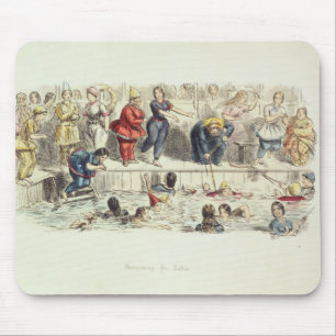Zwemmen voor dames, 1844 (litho) muismat