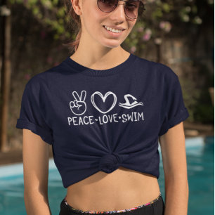 Zwemmen Vrede Liefde Zwemteam Geschenk Tri-Blend Shirt