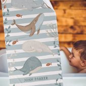 Zwemmen Walvissen Stripe handdoek set met naam