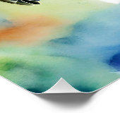 Zwemmen Zee Schildpad Abstracte Waterverf Perfect Poster (Hoek)