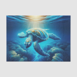 Zwemmen Zee Schildpad Decoupage   Ocean Wildlife A Tissuepapier