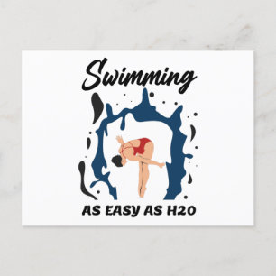 Zwemmen zo eenvoudig als H2O - Funny Swim Design Briefkaart