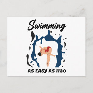 Zwemmen zo makkelijk als H2O - Grappig zwemontwerp Briefkaart
