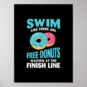 Zwemmen - zwembad zoals hij zijn vrije donuts poster