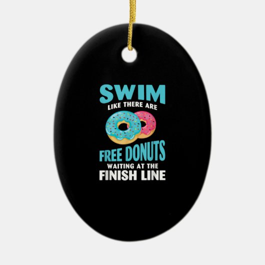 Zwemmen - zwembad zoals Re zijn gratis donuts Keramisch Ornament (Voorkant)