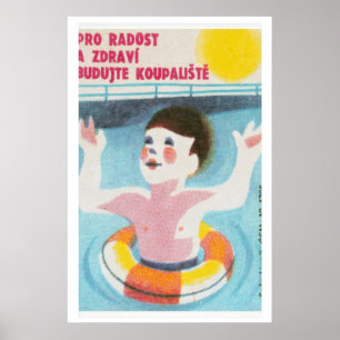 Zwemmend Kind Lucifer Kunstprint, Tsjechische Vint Poster