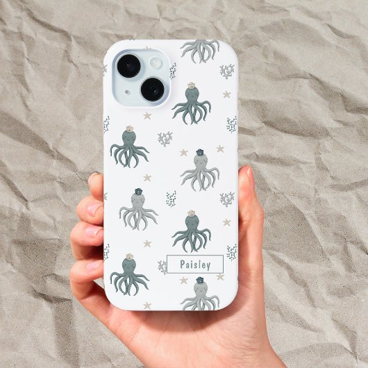 Zwemmende Octopus met naam Case-Mate iPhone Case