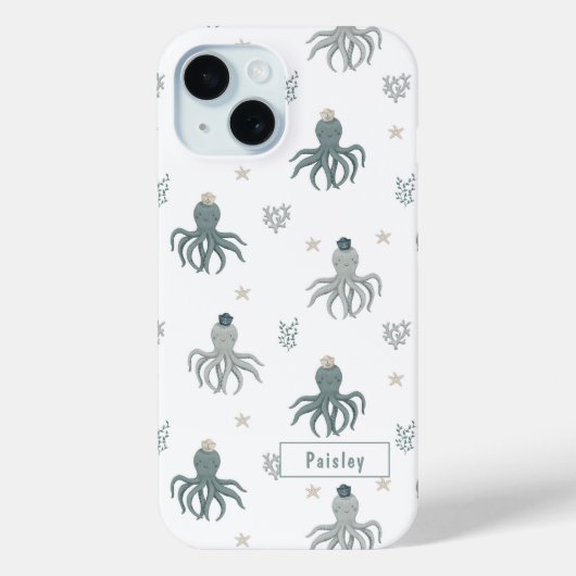 Zwemmende Octopus met naam Case-Mate iPhone Case (Achterkant)