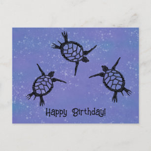 Zwemmende Zee Turtles Happy Birthday Briefkaart