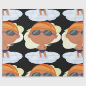 Zwemmer Boy in Goggles en Zwemmen Pet Cadeaupapier (Vlak)