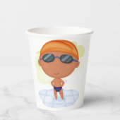 Zwemmer Boy in Goggles en Zwemmen Pet Papieren Bekers (Voorkant)