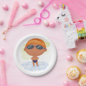 Zwemmer Boy in Goggles en Zwemmen Pet Papieren Bordje (Feest)