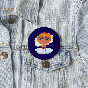 Zwemmer Boy in Goggles en Zwemmen Pet Ronde Button 7,6 Cm
