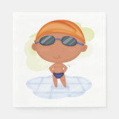 Zwemmer Boy in Goggles en Zwemmen Pet Servet (Voorkant)