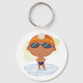 Zwemmer Boy in Goggles en Zwemmen Pet Sleutelhanger (Achterkant)