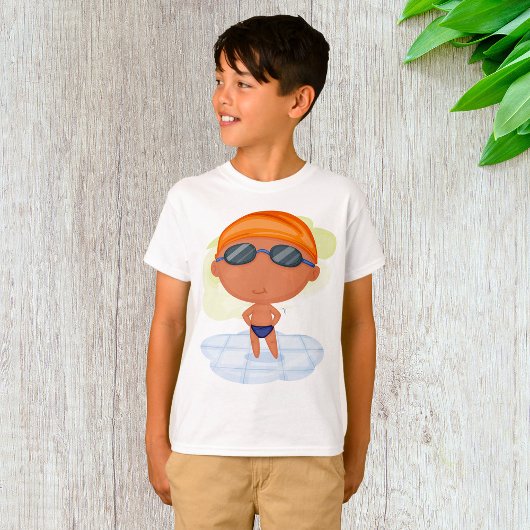 Zwemmer Boy in Goggles en Zwemmen Pet T-shirt