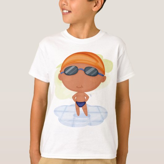Zwemmer Boy in Goggles en Zwemmen Pet T-shirt (Voorkant)