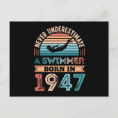 Zwemmer geboren in 1947 80ste verjaardag Zwemcadea Briefkaart (Voorkant)