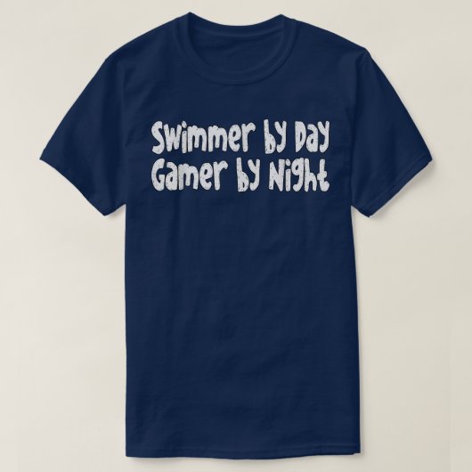 Zwemmer tegen dag Gamer tegen nacht zwemmen T-shir T-shirt (Design voorkant)