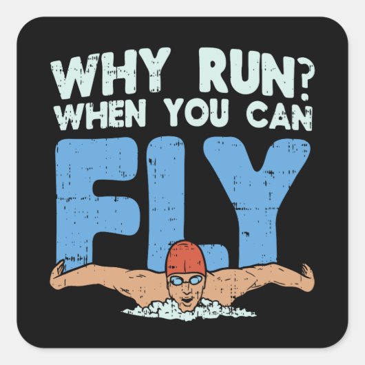 zwemmer vierkante sticker (Voorkant)