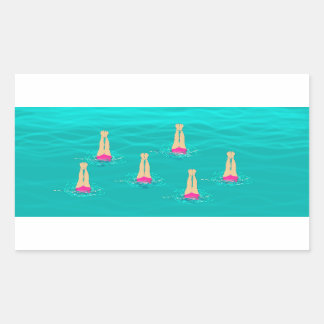 Zwemmers gesynchroniseerd zwemmen onder water rechthoekige sticker