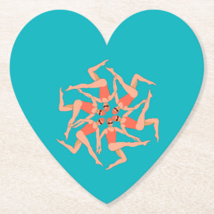 Zwemmers - gesynchroniseerde zwemmers kartonnen onderzetters