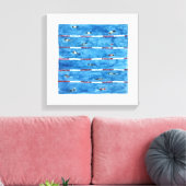Zwemmers tijdens warming ups in waterverf canvas afdruk (Insitu (Woonkamer))