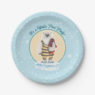 Zwempak Polar Beer Winter Pool Party Papieren Bordje