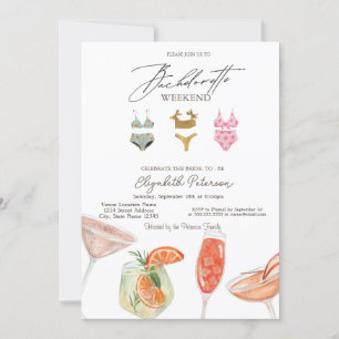 Zwempakken Cocktails Bachelorette Party Kaart