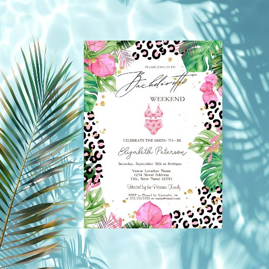 Zwempakken Palm Hibiscus Bachelorette Party Kaart