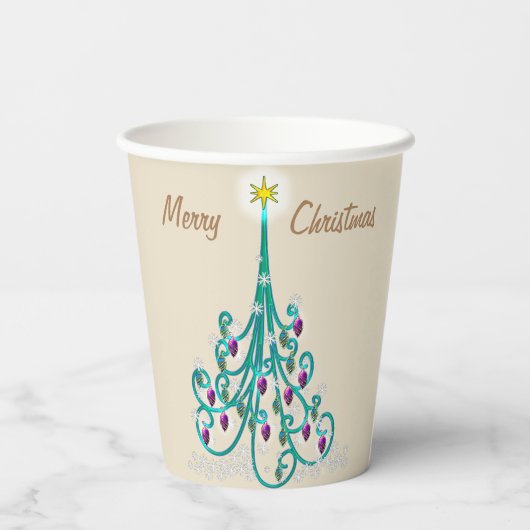 Zwemrijke kerstboom papieren bekers (Achterkant)