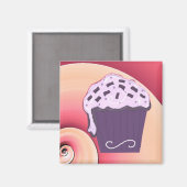 Zwemrijke Paarse Cupcake Magneet (Voorkant / Achterkant)