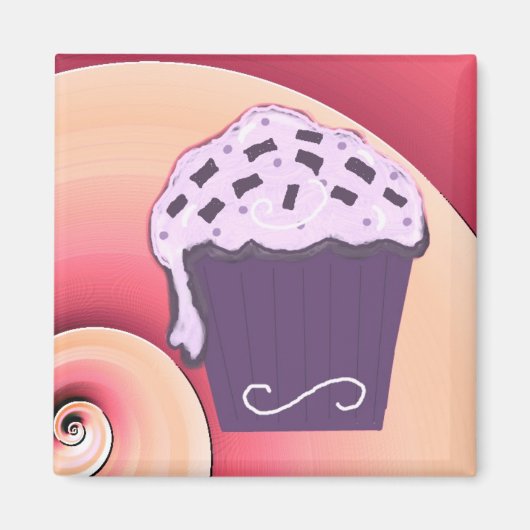 Zwemrijke Paarse Cupcake Magneet (Voorkant)