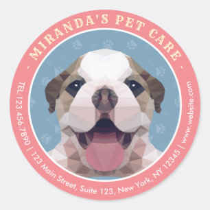 Zwemsalon met laag poly Dog Pet Care Grooming Ronde Sticker