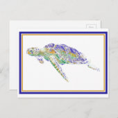 Zwemschildpad Briefkaart (Voorkant / Achterkant)