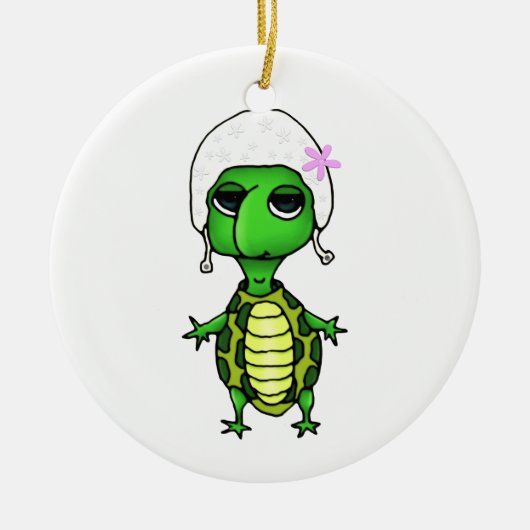 Zwemschildpad Keramisch Ornament (Voorkant)