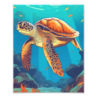 Zwemschildpad Zee Foto Afdruk