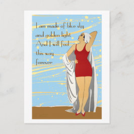 Zwemschoonheid bij het strand briefkaart