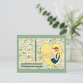 Zwemschoonheid lezen op het strand briefkaart (Staand voorkant)