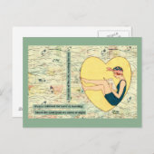 Zwemschoonheid lezen op het strand briefkaart (Voorkant / Achterkant)