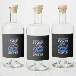 Zwemsport zwemmen Gift Likeurfles Etiket