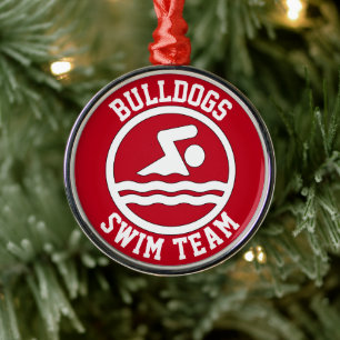 Zwemteam Zwemmer Naam Zwemmen Duiken Kerstmis Metalen Ornament