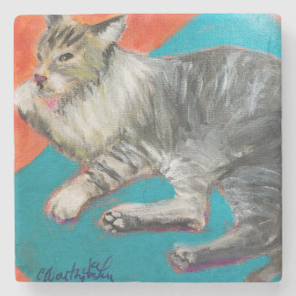 Zwemtenen Kat onderzetter-by Worthington-Levy Stenen Onderzetter