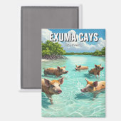 Zwemvarkens Exuma Cays Bahama's Reizen Magneet (Voorkant / Achterkant)