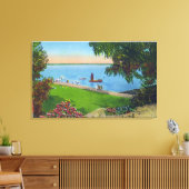 Zwemwaterscène in het natuurpark van het meer van canvas afdruk (Insitu (Woonkamer))