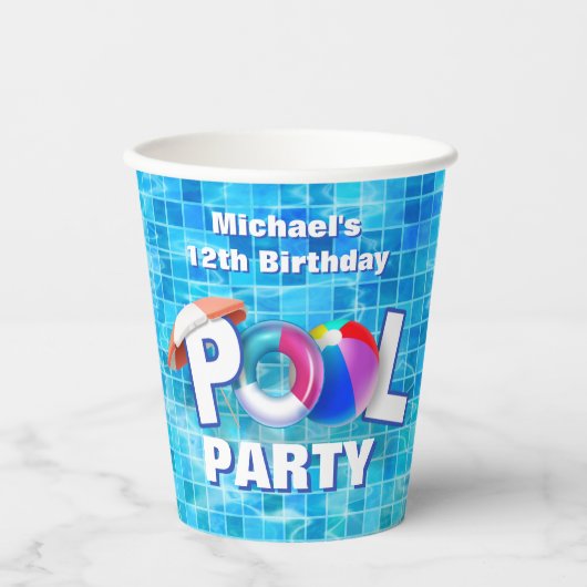 Zwemwatervun voor de Koel-zomerpool Papieren Bekers (Voorkant)